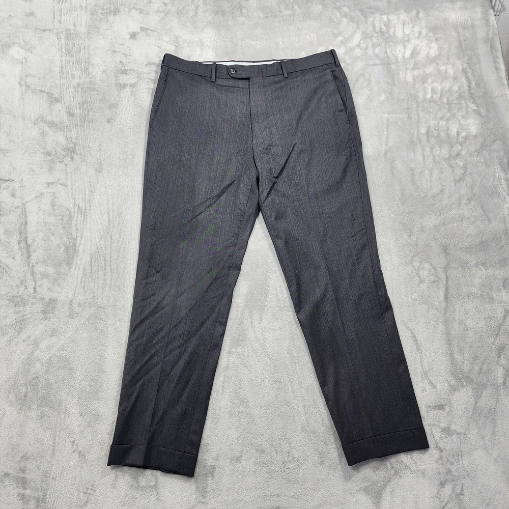 JB Britches Pants Mens‎ 36x30 Gray Torino Worsted Wool Flat Cuffed Dress Italy